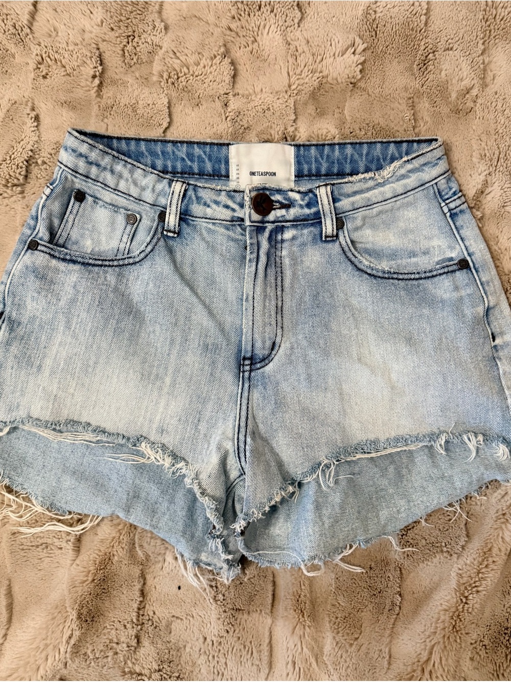 OneTeaspoon Light Wash Distressed Denim Shorts - Size 27